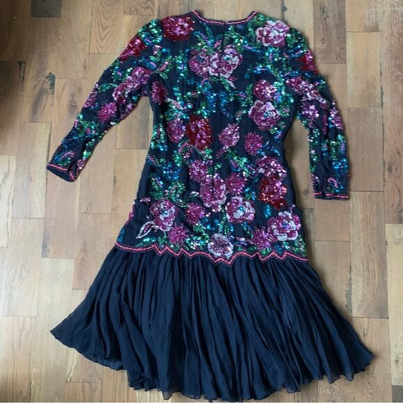 Vintage Sequin Evening Dress Size 12 - Picture 1 of 16